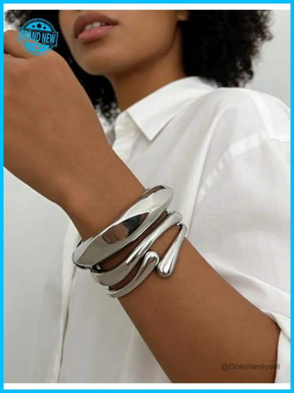 Chunky Gold Plated Bangle Bracelets Set Stackable Cuff Statement Jewelry